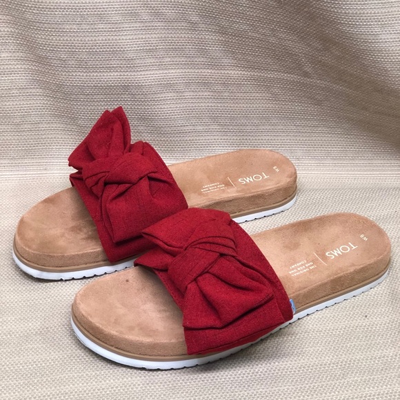 toms red paradise slide sandals